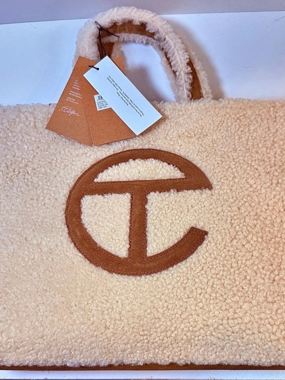 UGG x TELFAR Shopper Sherpa Tote in Cream & Brown NWT